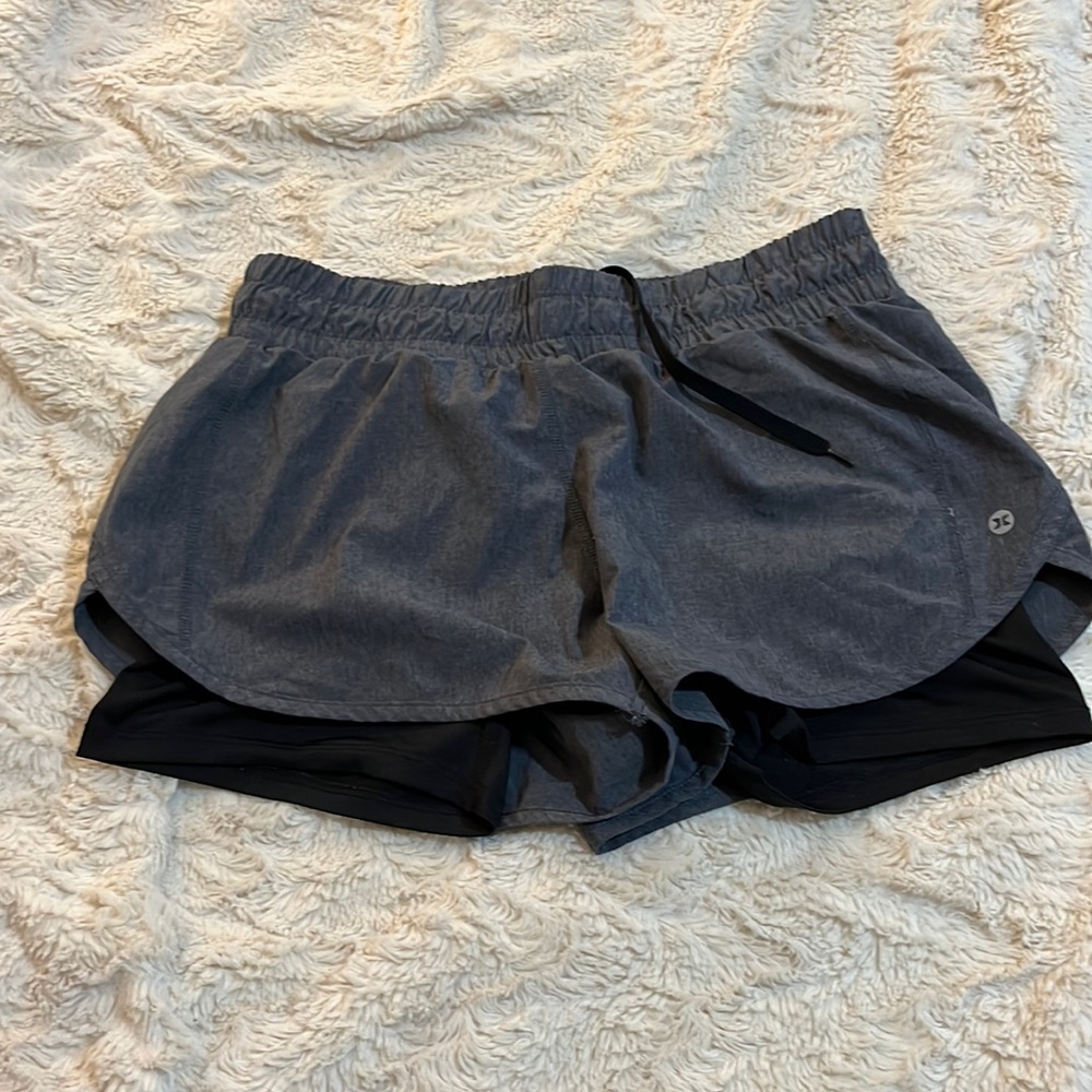 RBX Reebox Running Jogging Waistband String With Inner Black  Gray Shorts Size M